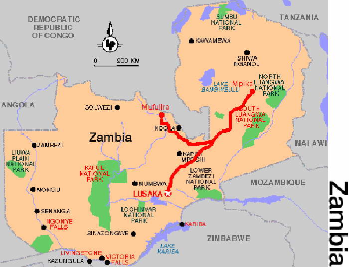 Zambia Safari Map