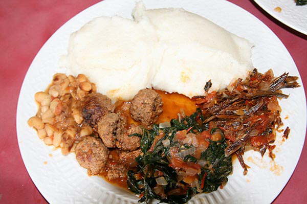 Zambian Food: nshima & imixed grill